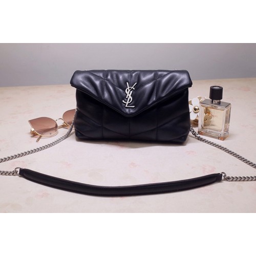 YSL LOULOU PUFFER MINI BAG IN Black QUILTED LAMBSKIN