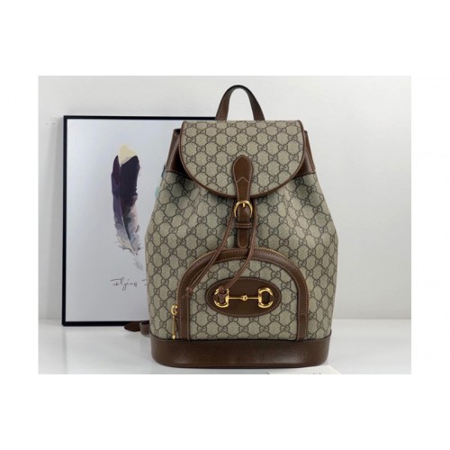 Gucci 1955 Horsebit backpack in Beige ebony Supreme canvas