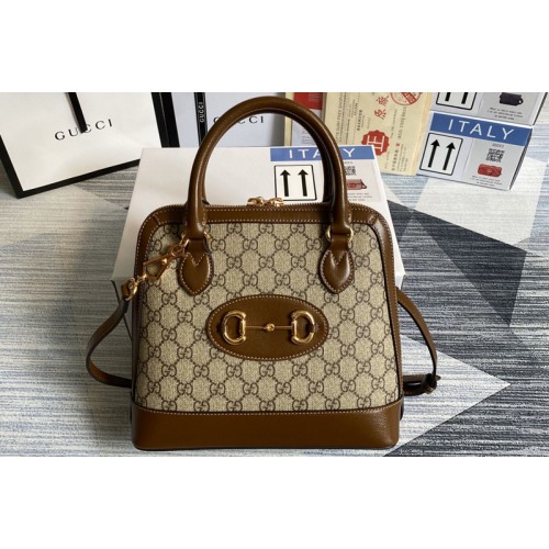 Gucci Horsebit 1955 small top handle bag in Beige ebony Supreme canvas