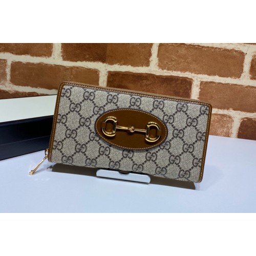 Gucci 1955 Horsebit zip around wallet in Beige ebony Supreme canvas Gucci 1955 Horsebit zip around wallet in Beige ebony Supreme canvas