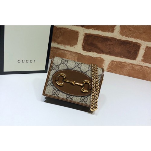 Gucci 1955 Horsebit wallet with chain Supreme Canvas With Brown Leather