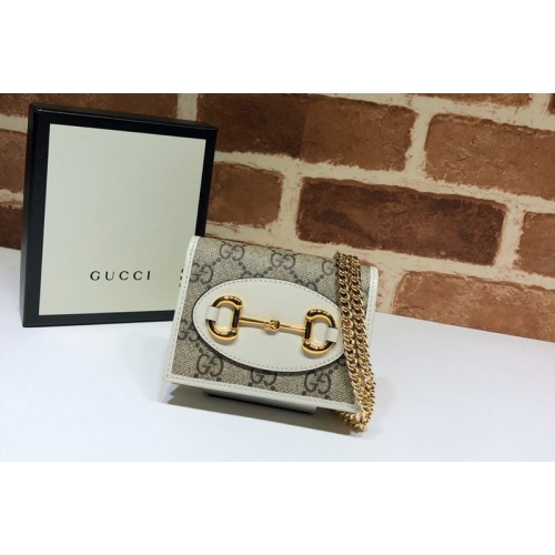 Gucci 1955 Horsebit wallet with chain Supreme Canvas With White Leather Gucci 1955 Horsebit wallet with chain Supreme Canvas With White Leather
