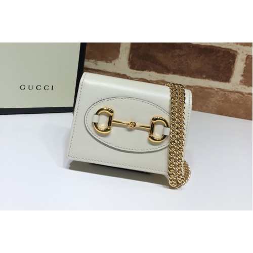 Gucci 1955 Horsebit wallet with chain in White Leather