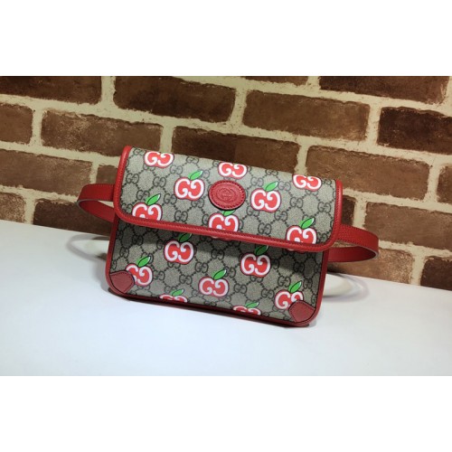 Gucci Chinese Valentines Day belt bag in apple print beige ebony Supreme canvas Gucci Chinese Valentines Day belt bag in apple print beige ebony Supreme canvas