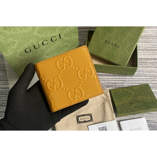 Gucci embossed wallet in Yellow embossed leather