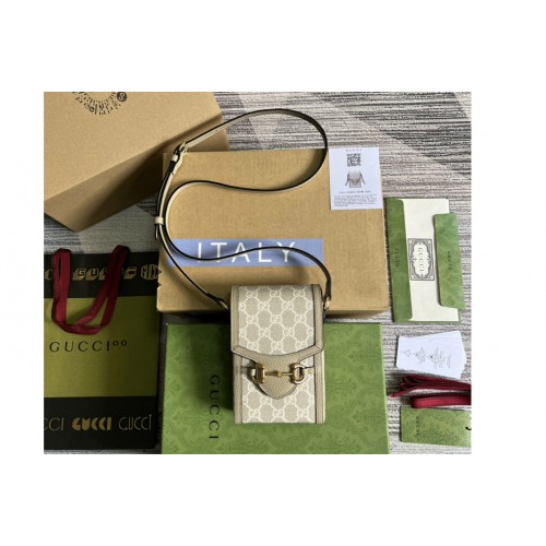 Gucci Horsebit 1955 mini bag in Beige and white Supreme canvas Gucci Horsebit 1955 mini bag in Beige and white Supreme canvas