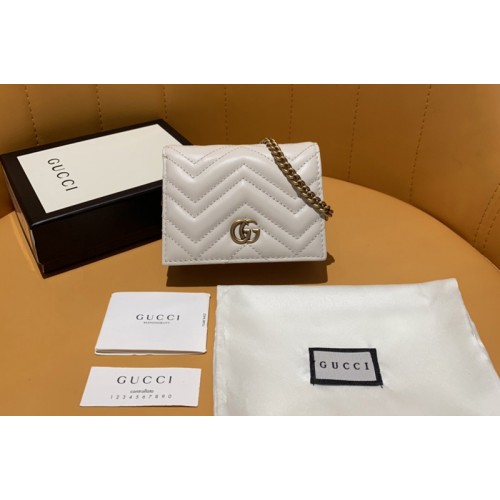 Gucci Marmont card case wallet in White matelasse chevron leather with GG Gucci Marmont card case wallet in White matelasse chevron leather with GG