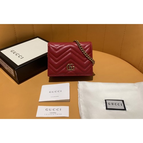 Gucci Marmont card case wallet in Red matelasse chevron leather with GG Gucci Marmont card case wallet in Red matelasse chevron leather with GG