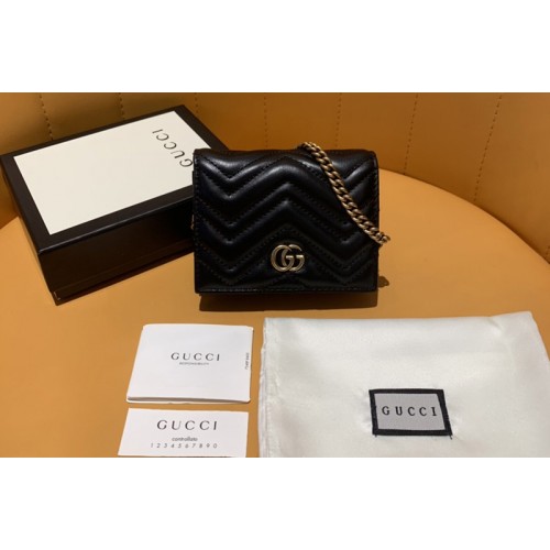 Gucci Marmont card case wallet in Black matelasse chevron leather with GG Gucci Marmont card case wallet in Black matelasse chevron leather with GG