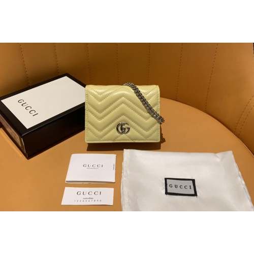 Gucci Marmont card case wallet in Yellow matelasse chevron leather with GG