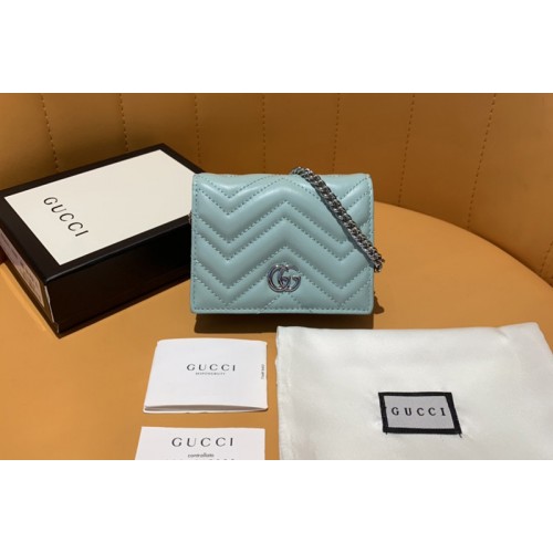 Gucci Marmont card case wallet in Green matelasse chevron leather with GG