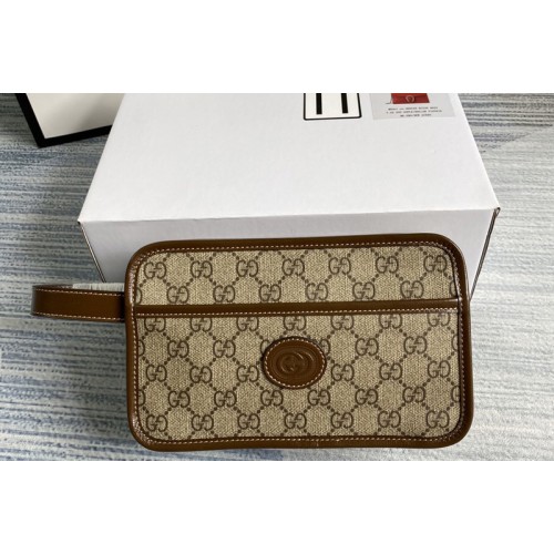 Gucci travel pouch with Interlocking G in Beige ebony Supreme canvas Gucci travel pouch with Interlocking G in Beige ebony Supreme canvas