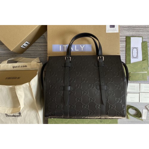 Gucci ‎ embossed tote bag in Black embossed leather