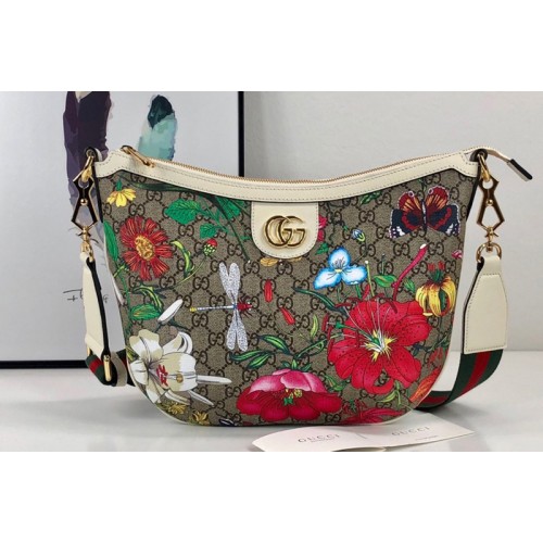 Gucci Flora shoulder bag in Beige ebony Supreme canvas with Flora print