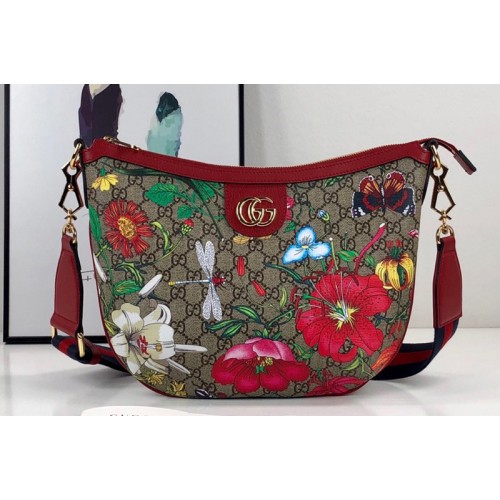 Gucci Flora shoulder bag in Beige ebony Supreme canvas with Flora print Gucci Flora shoulder bag in Beige ebony Supreme canvas with Flora print
