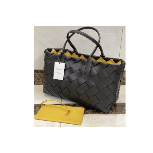 ottega Veneta Tote Bag in Black Yellow Intrecciato Nappa leather