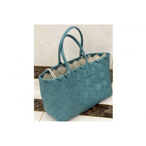 Bottega Veneta Tote Bag in Blue White Intrecciato Nappa leather