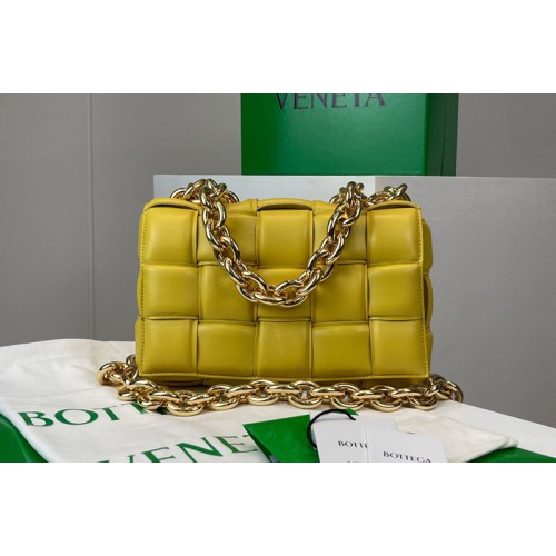 Bottega Veneta The Chain Cassette bag in maxi Yellow Intrecciato Nappa leather With Gold Chain