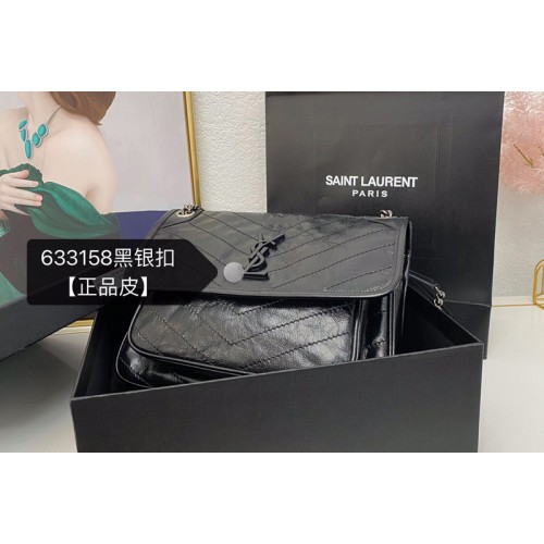 YSL niki mediu bag in Black vintage crinkled leather