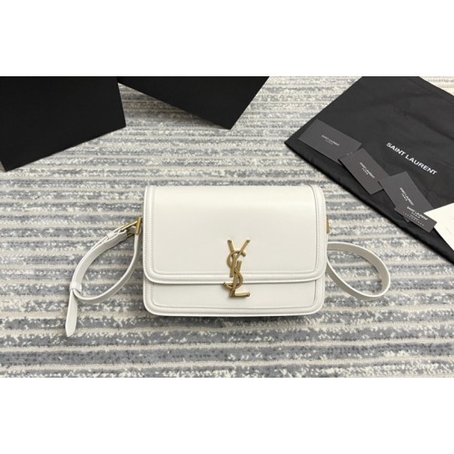 YSL SOLFERINO MEDIUM SATCHEL Bag IN White BOX LEATHER