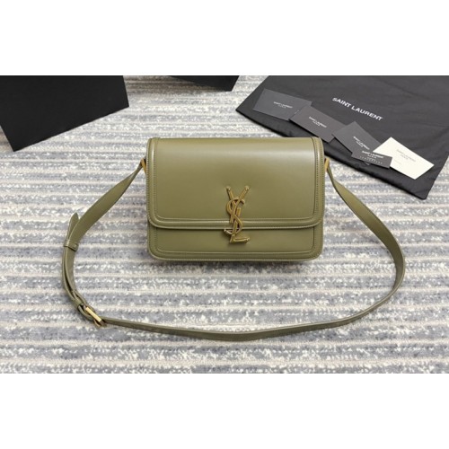 YSL SOLFERINO MEDIUM SATCHEL Bag IN Green BOX LEATHER