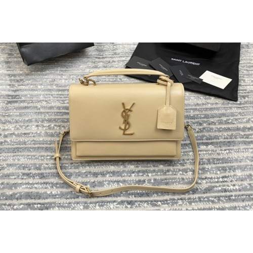 YSL MEDIUM SUNSET SATCHEL Bag IN Beige SMOOTH LEATHER