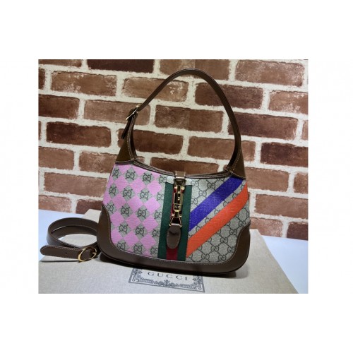 Gucci Jackie 1961 small shoulder bag in Beige and ebony Supreme canvas with geometric print