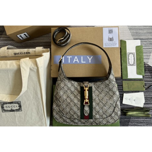 Gucci x Balenciaga The Hacker Project small Jackie 1961 bag in Beige and ebony Supreme canvas with white Balenciaga print