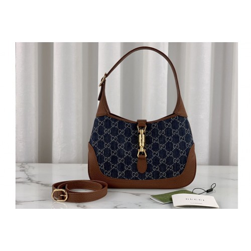 Gucci Jackie 1961 mini shoulder bag in Dark blue and ivory jacquard denim Gucci Jackie 1961 mini shoulder bag in Dark blue and ivory jacquard denim