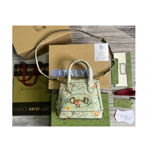 Gucci Horsebit 1955 mini top handle bag in flower print leather