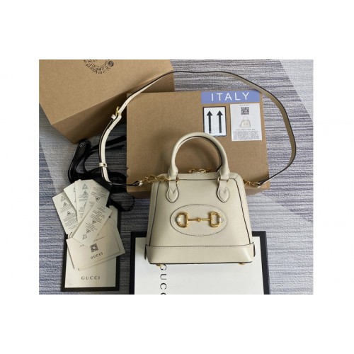 Gucci Horsebit 1955 mini top handle bag in White leather