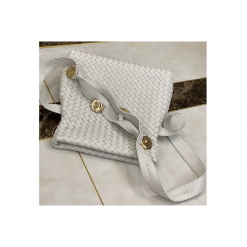 Bottega Veneta Fold Cross-body bag in White Intrecciato Nappa leather