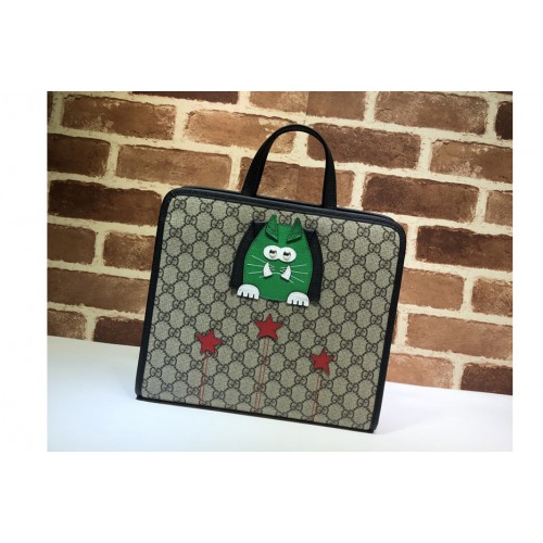 Gucci Childrens cat tote bag in Supreme canvas