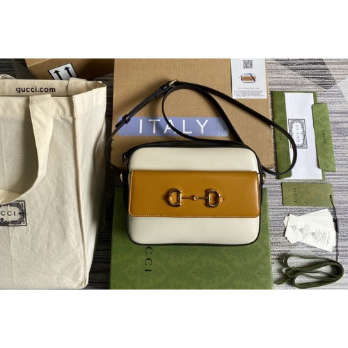 Gucci Horsebit 1955 small shoulder bag in White Yellow textured leather Gucci Horsebit 1955 small shoulder bag in White Yellow textured leather