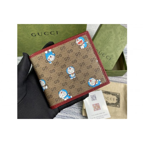 Gucci Doraemon x Gucci bi-fold wallet in Beige ebony mini Supreme canvas