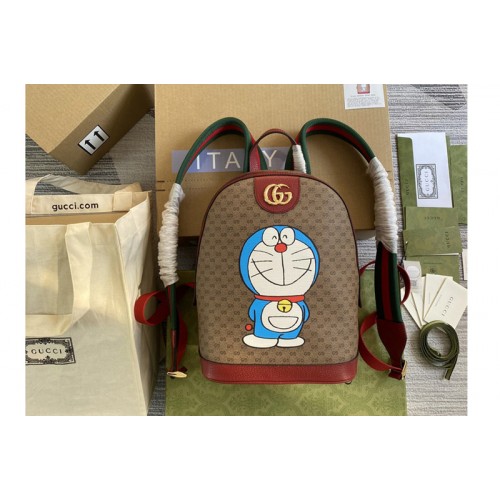 Gucci Doraemon x Gucci small backpack in Beige ebony mini Supreme and Doraemon Print