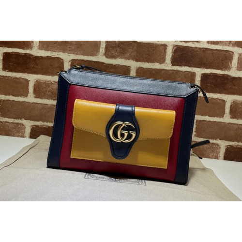 Gucci Small shoulder bag with Double G in Black Yellow White leather