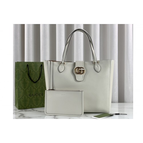 Gucci Medium tote bag with Double G in White leather Gucci Medium tote bag with Double G in White leather