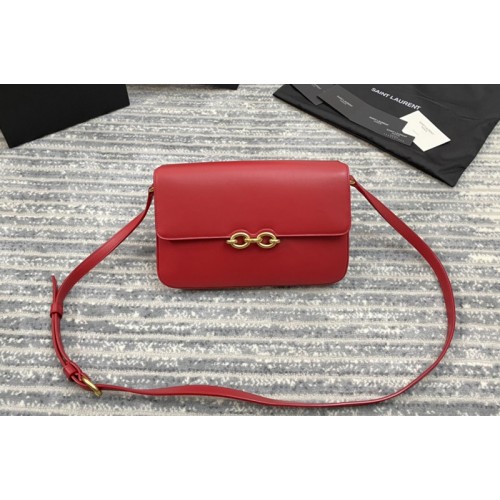 YSL LE MAILLON SATCHEL IN Red SMOOTH LEATHER