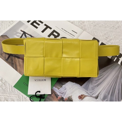 Bottega Veneta Mini Cassette Belt bag in Yellow Intrecciato Paper Calf leather