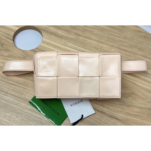 Bottega Veneta Mini Cassette Belt bag in Pink Intrecciato Paper Calf leather