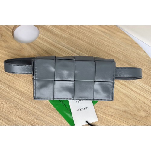 Bottega Veneta Mini Cassette Belt bag in Gray Intrecciato Paper Calf leather Bottega Veneta Mini Cassette Belt bag in Gray Intrecciato Paper Calf leather