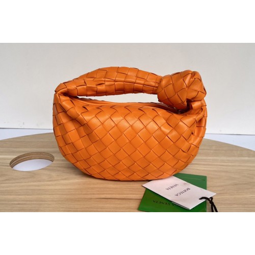Bottega Veneta Mini Jodie boho bag in Orange Intrecciato Nappa leather
