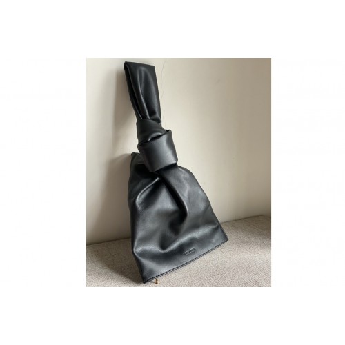 Bottega Veneta Twist Soft clutch with knotted handle in Black Nappa leather