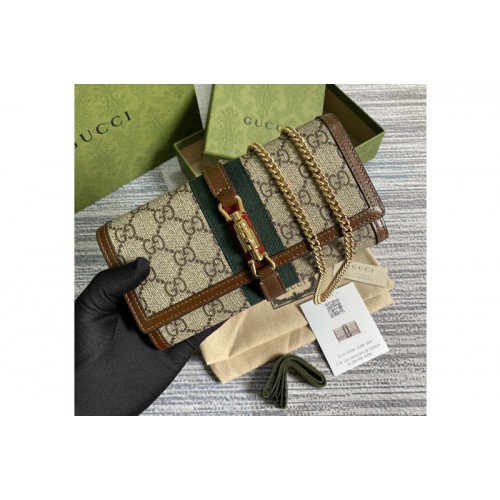 Gucci Jackie 1961 chain wallet in Beige and ebony Supreme canvas