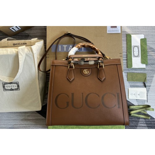 Gucci Diana medium tote bag in Brown leather