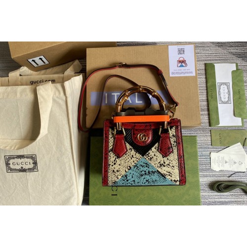 Gucci Diana mini python tote bag in Black blue and natural colored python Gucci Diana mini python tote bag in Black blue and natural colored python