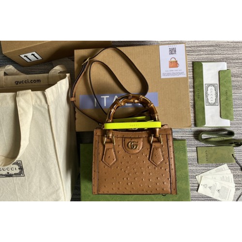 Gucci Diana mini ostrich tote bag in Burnt orange ostrich