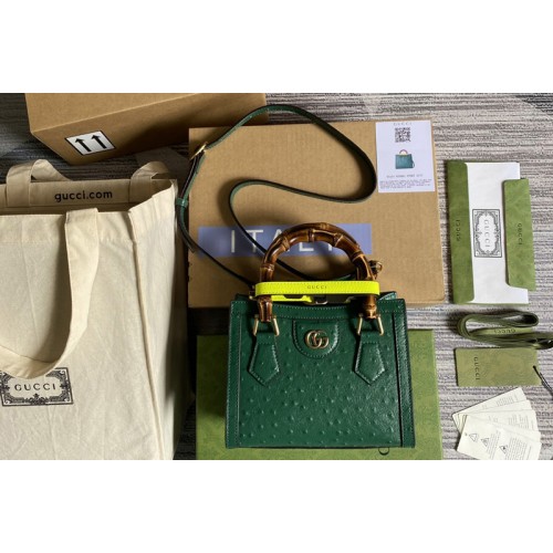Gucci Diana mini ostrich tote bag in Green ostrich