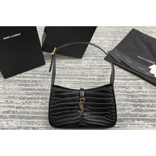 YSL LE 5 À 7 HOBO BAG IN CROCODILE-EMBOSSED SHINY LEATHER YSL LE 5 À 7 HOBO BAG IN CROCODILE-EMBOSSED SHINY LEATHER
